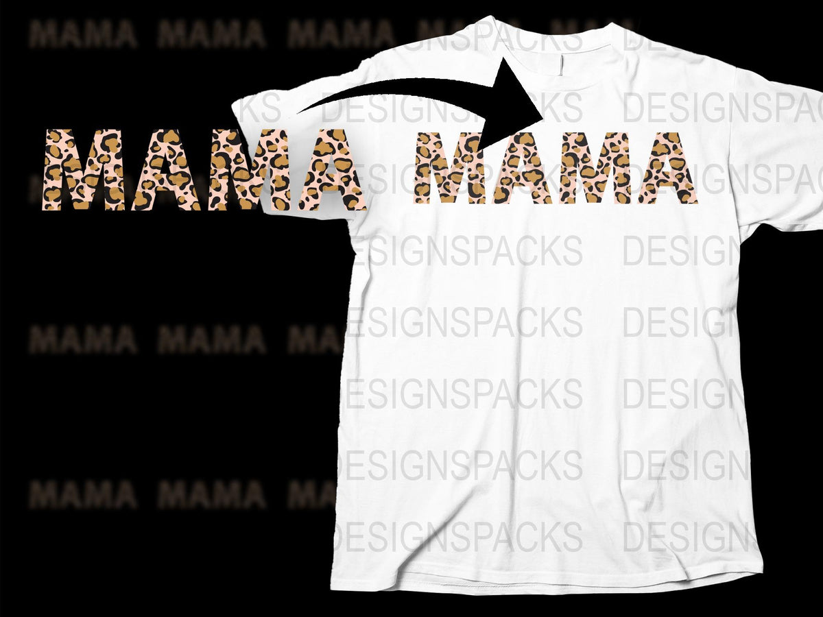 Mama Leopard Print T-Shirt, Casual White Graphic Tee, Mother's Day Gift, Fashion Top for Women