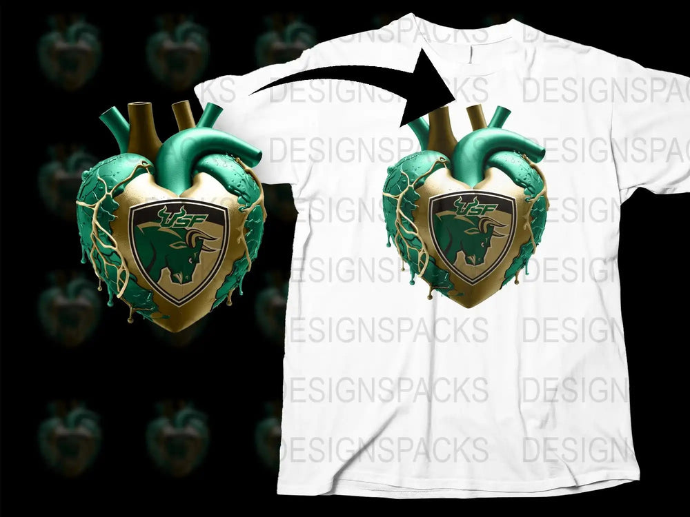 Unique Heart Graphic T-Shirt, Green and Gold Artistic Design, Stylish Unisex Tee, Trendy Streetwear Fashion