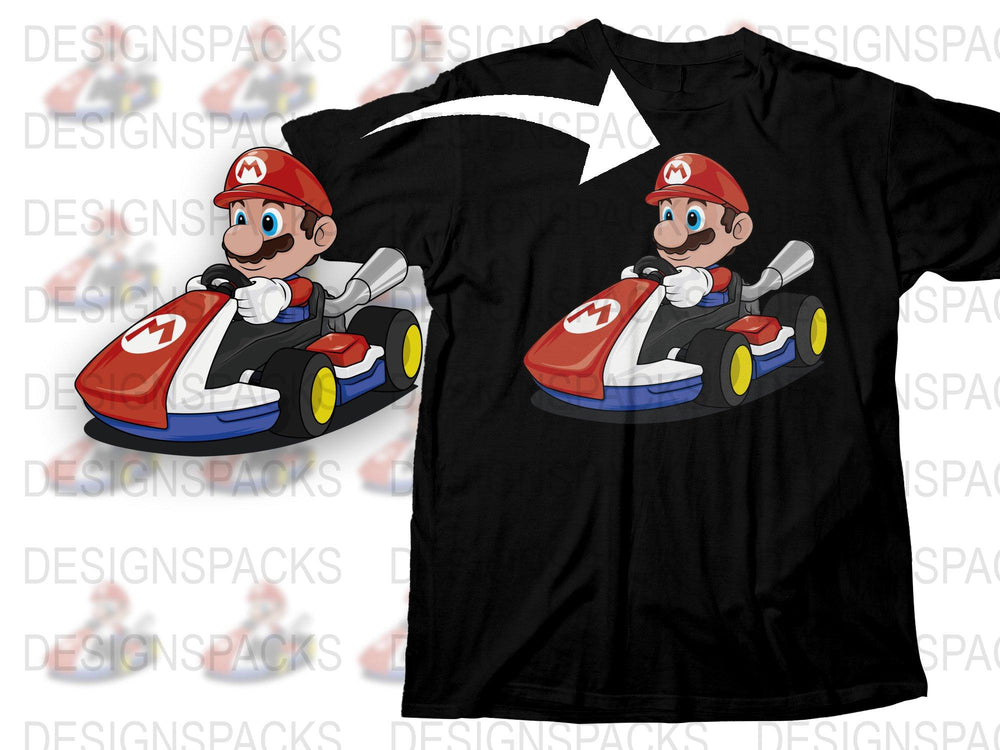 Mario Kart Inspired Graphic T-Shirt, Fun Video Game Character Tee, Racing Apparel for Kids and Adults