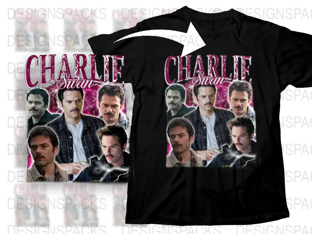 Charlie Swan Inspired Graphic T-Shirt, Fan Art Multiple Poses, Unique Gift Idea for Movie Lovers