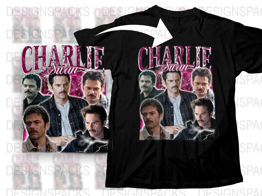 Charlie Swan Inspired Graphic T-Shirt, Fan Art Multiple Poses, Unique Gift Idea for Movie Lovers