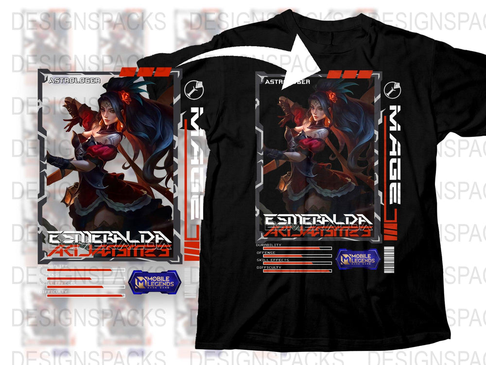 Esmeralda Astral Mage Mobile Legends Graphic T-Shirt, Gaming Apparel, Fan Art, Unisex Cotton Tee, Vibrant Print, Gift for Gamers