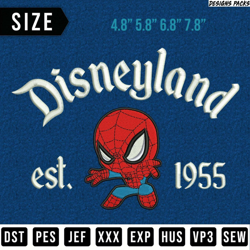 Disneyland est. 1955 embroidery design with Spiderman.