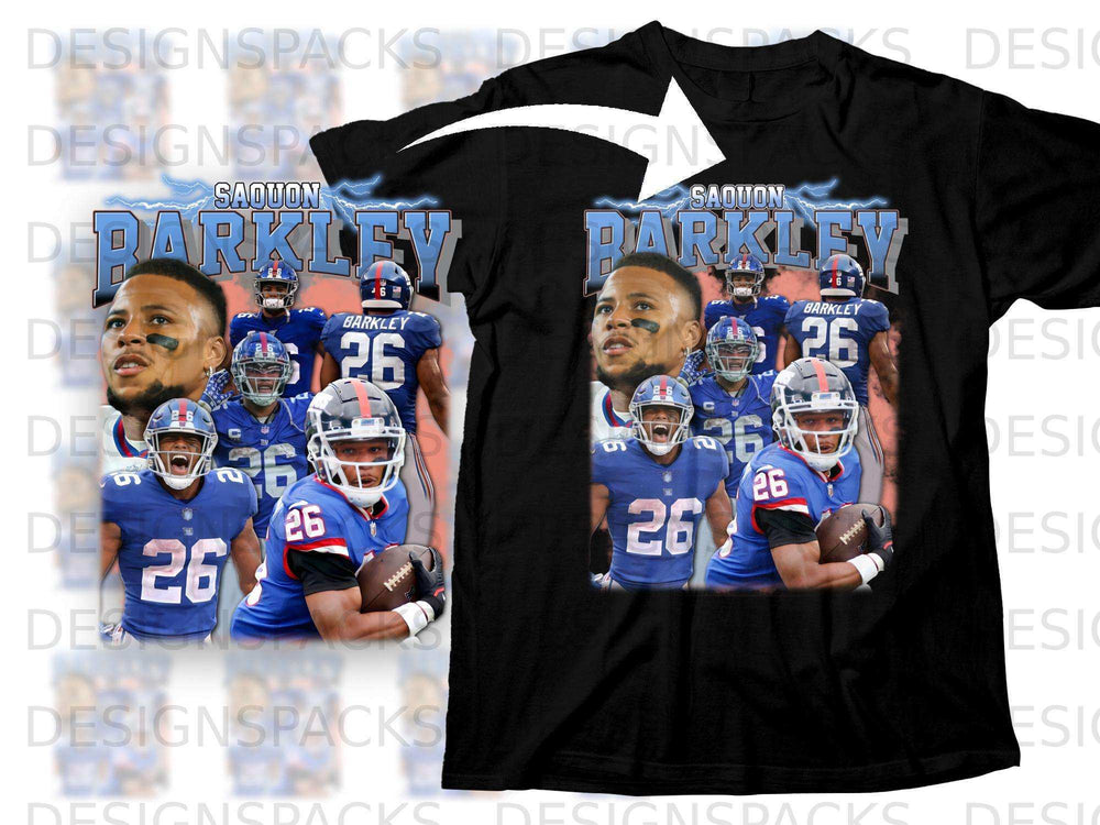 New York Giants Saquon Barkley football jersey t-shirt.