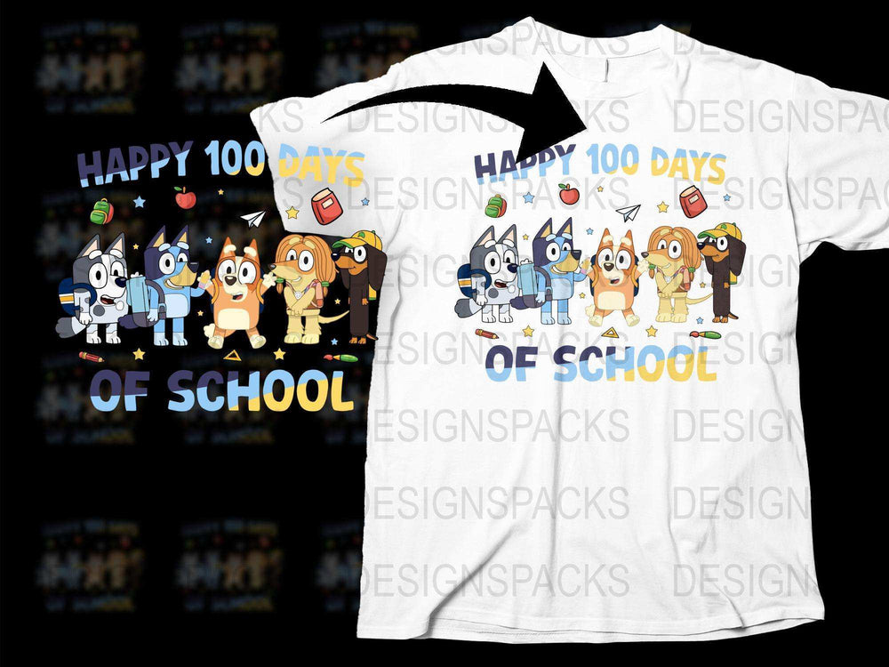 Happy 100 Days of School T-Shirt, Cute Cartoon Animals Celebration Tee, Kids Educational Graphic Shirt