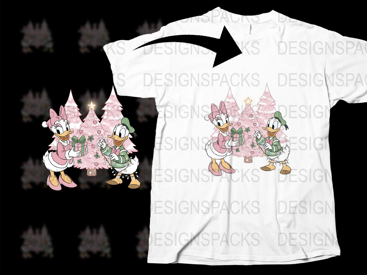 Disney Christmas T-Shirt, Daisy Duck and Minnie Mouse Holiday Tee, Kids and Adults Sizes Available, Festive Apparel