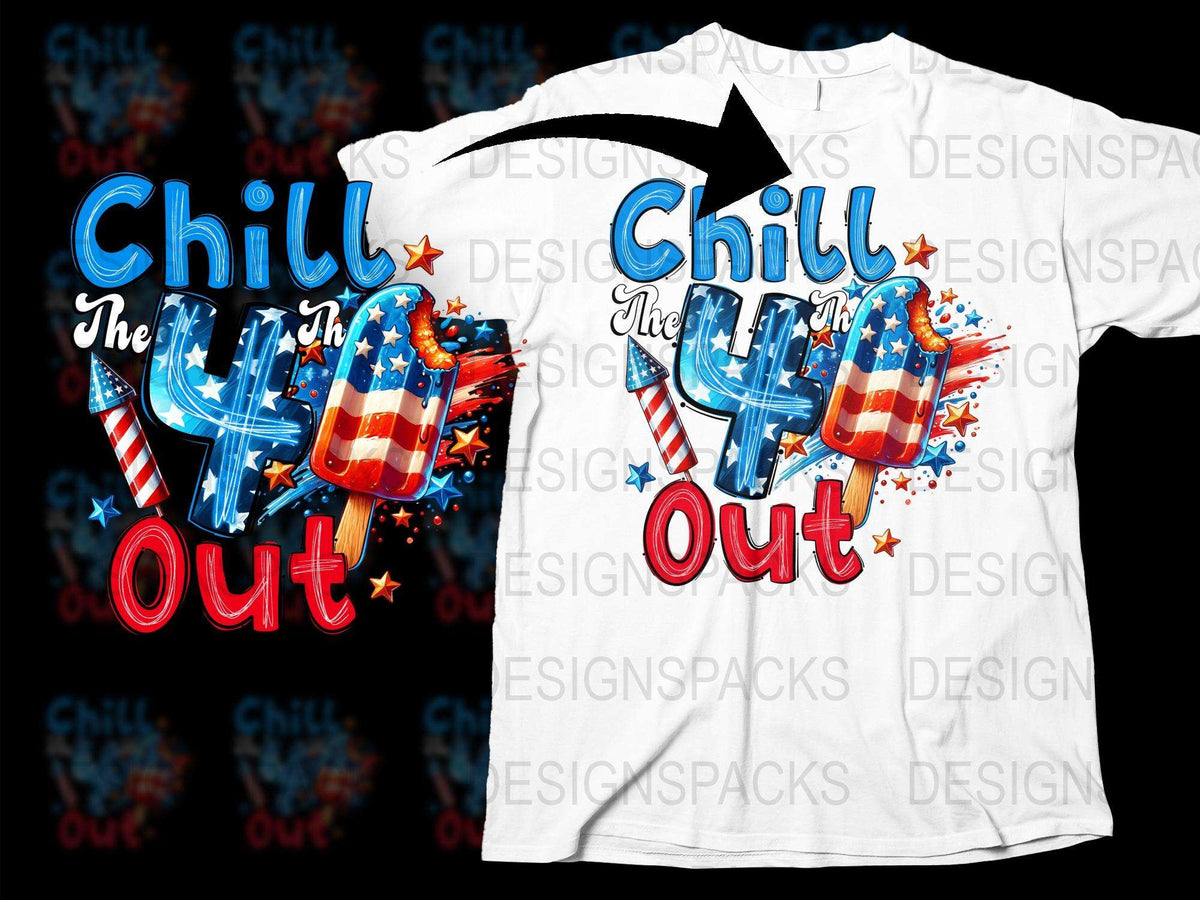 Chill The Yo Out T-Shirt, Patriotic Ice Cream Pops, 4th of July Tee, Summer Party Shirt, Fireworks Graphic, Unisex Cotton Top