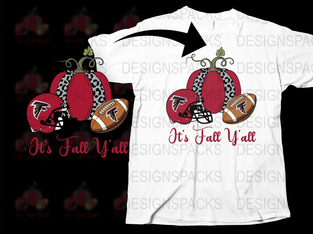 Atlanta Football Team T-Shirt, It's Fall Y'all Graphic Tee, Red Helmet Design, Autumn Sports Apparel
