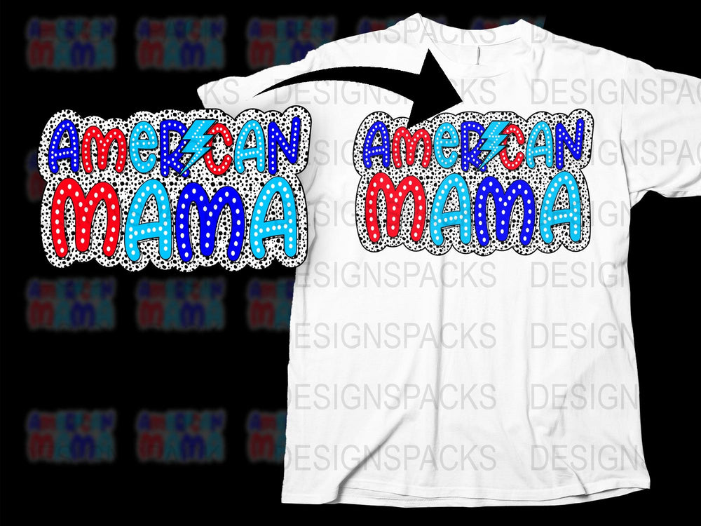 American Mama Glitter T-Shirt, Patriotic USA Theme, Red White Blue Sparkle, Women's Fashion Tee, 4th of July Outfit