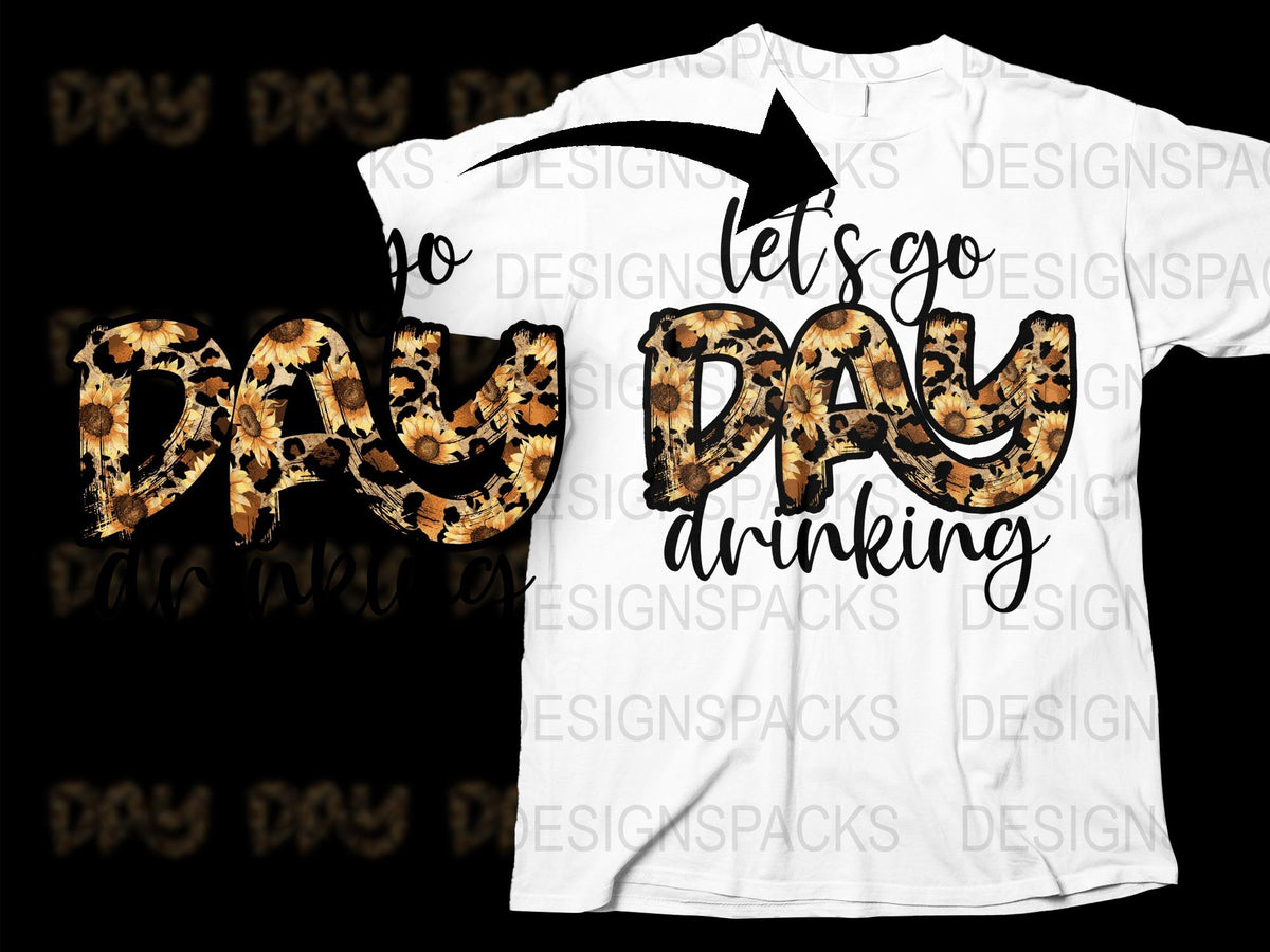 Let's Go Day Drinking T-Shirt, Leopard Print Graphic Tee, Fun Party Shirt, Casual Fashion Top