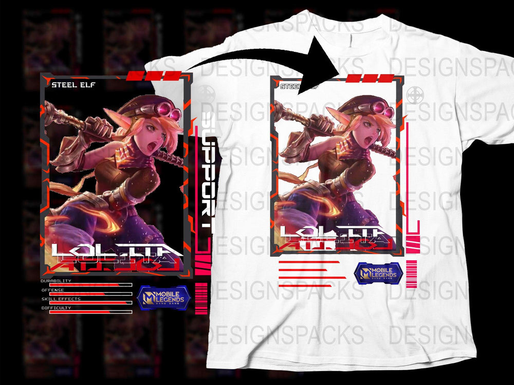 Mobile Legends Steel Elf T-Shirt, Anime Gaming Graphic Tee, Unisex Vibrant Character Shirt