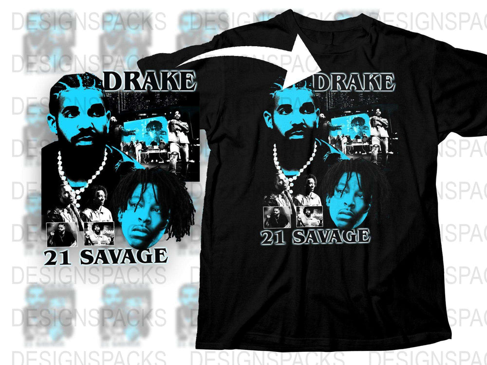 Drake 21 Savage Hip Hop Artist Tribute T-Shirt, Bold Graphic Tee, Unisex Fashion, Music Fan Apparel