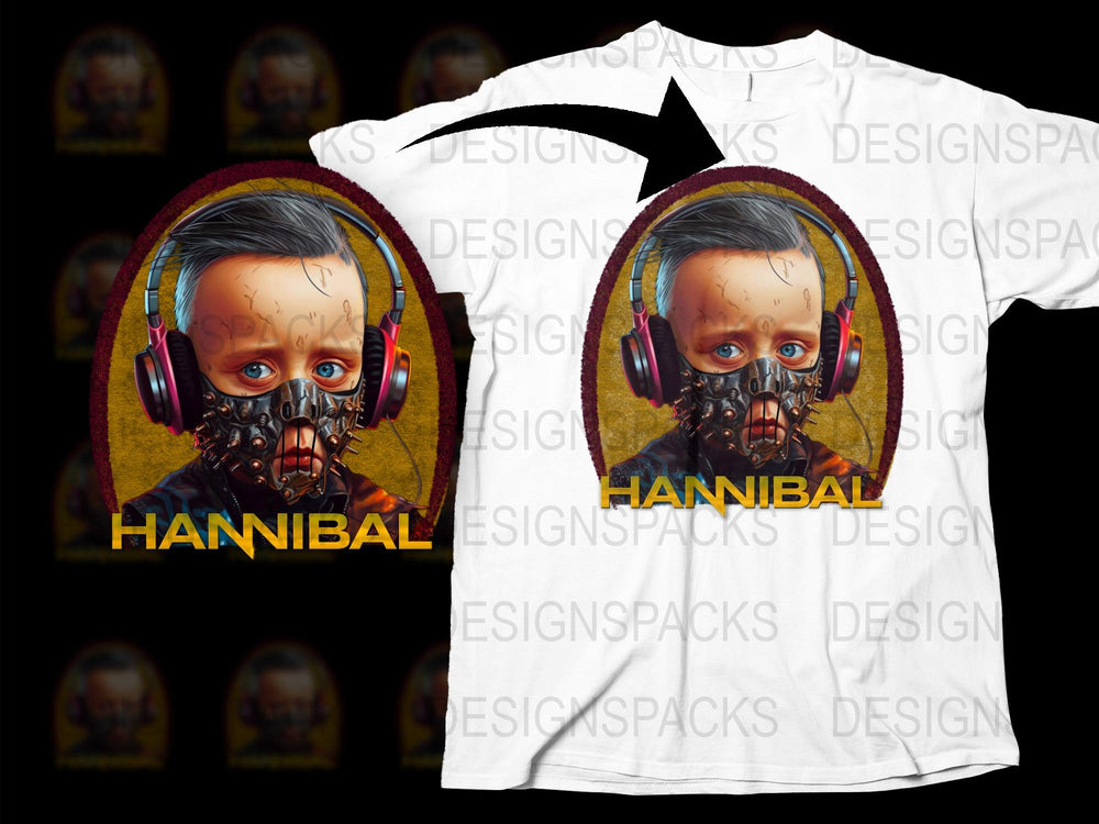 Hannibal Cyberpunk Headphone Mask Graphic Tee, Unique Men's Music T-Shirt, Cool DJ Style Apparel, Pop Culture Urban Streetwear