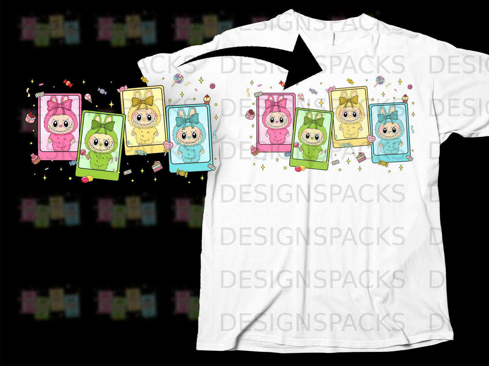 Cute Colorful Character Polaroid Print T-shirt