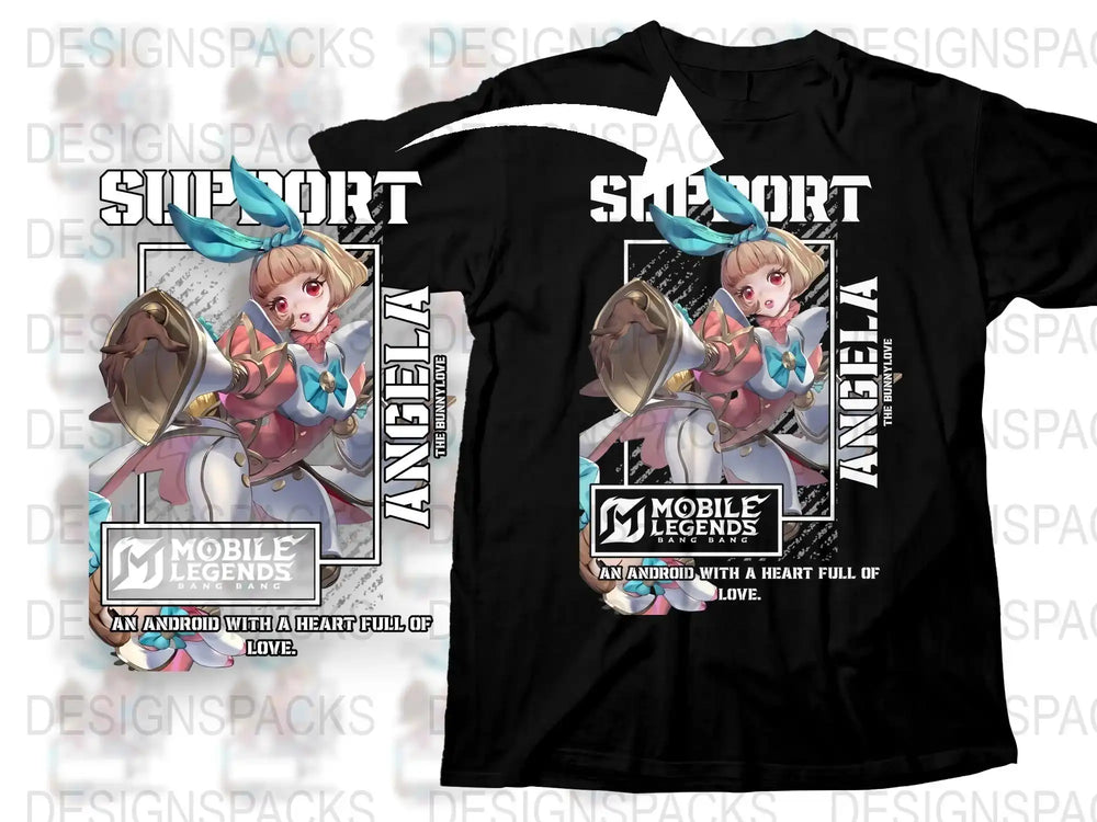 Mobile Legends Angela T-Shirt, Anime Gamer Graphic Tee, Support Role Gaming Shirt, Unisex Apparel