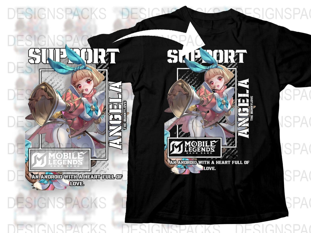 Mobile Legends Angela T-Shirt, Anime Gamer Graphic Tee, Support Role Gaming Shirt, Unisex Apparel