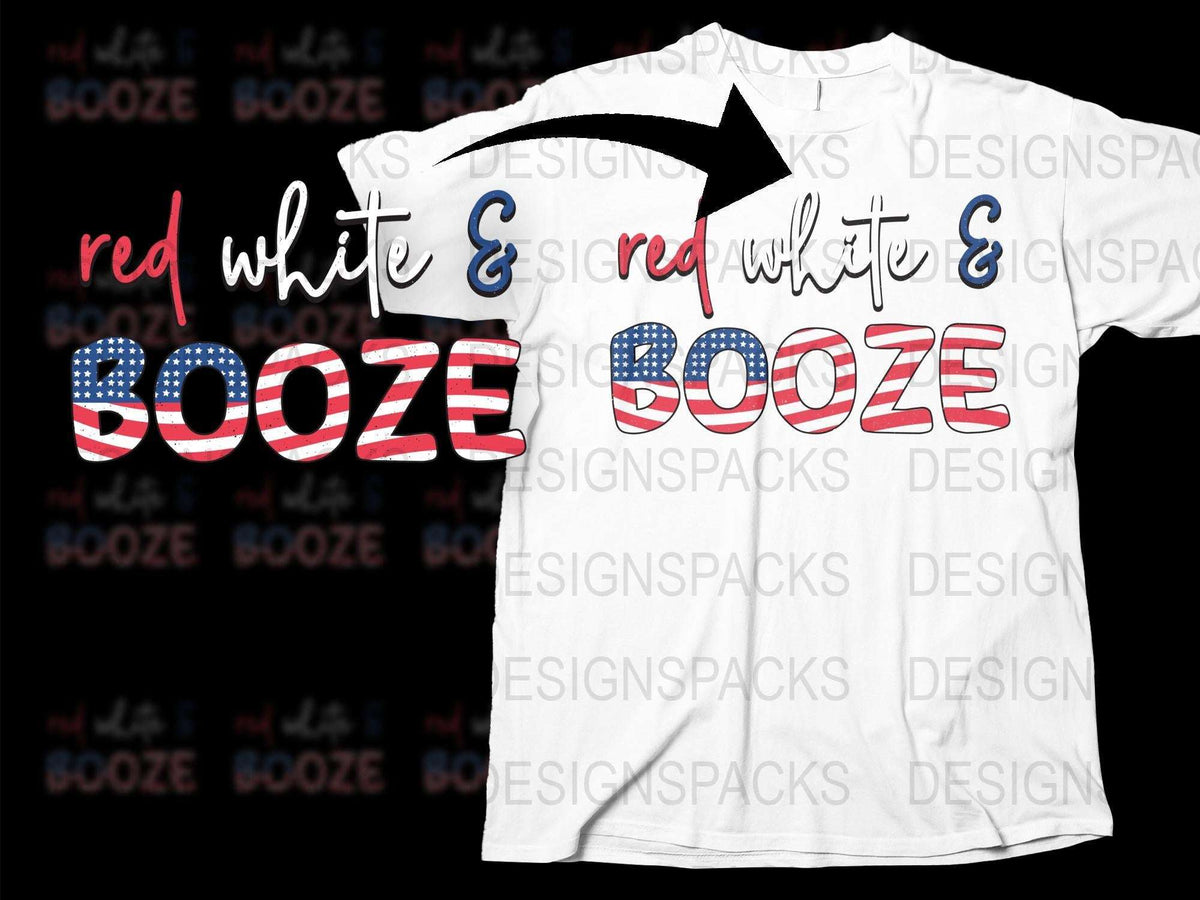 Red White and Booze T-Shirt, Patriotic Party Tee, 4th of July Celebration Top, Unisex Fashion Clothing