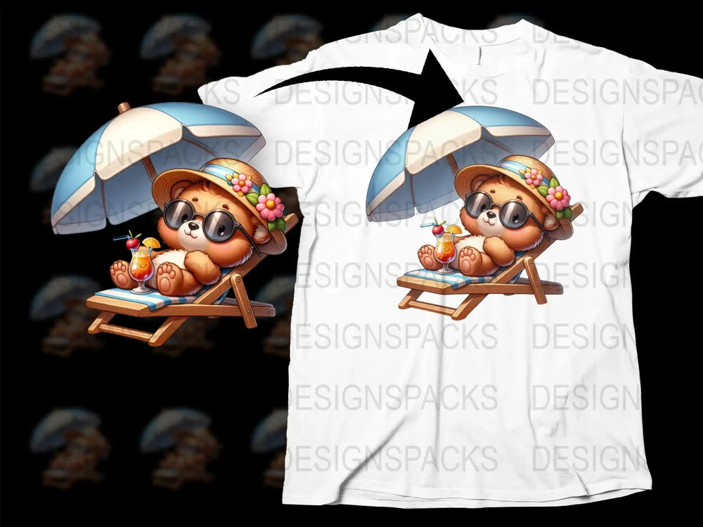 Cute Raccoon Beach T-Shirt, Summer Vacation Graphic Tee, Animal Print Top, Casual Floral Outfit