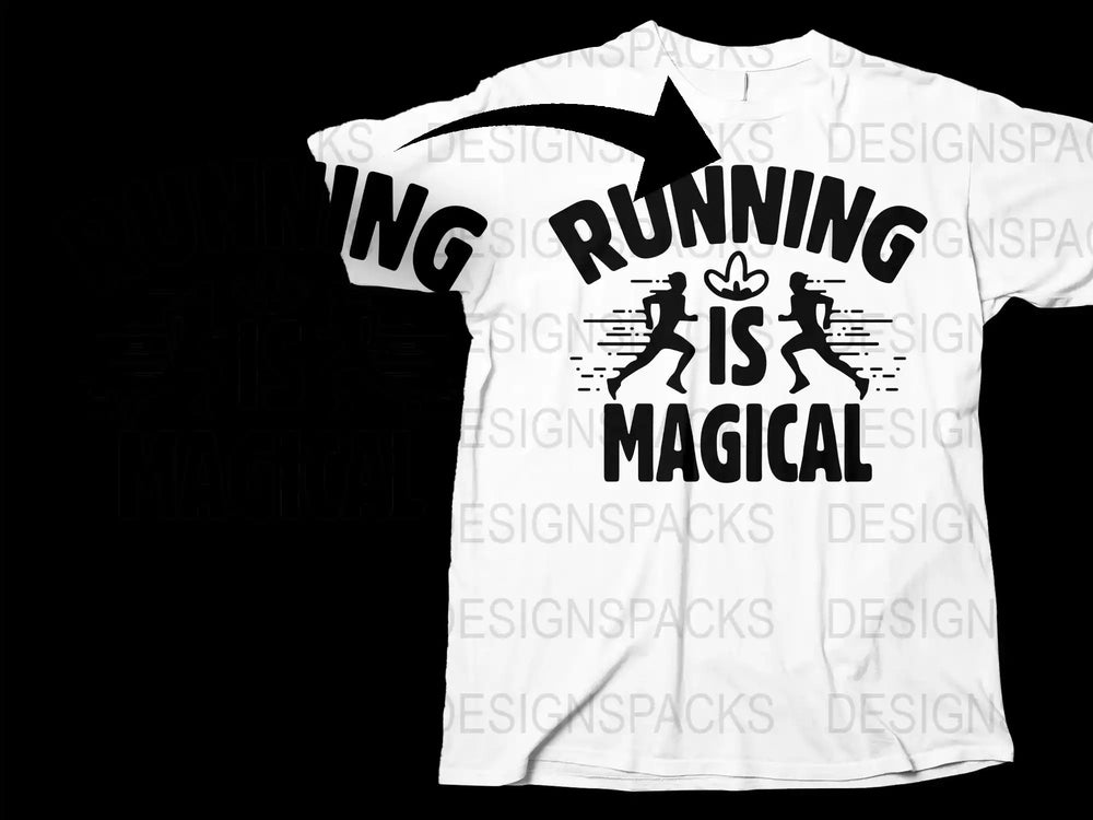Running Is Magical T-Shirt, White Graphic Tee, Fun Sports Apparel, Unisex Fitness Shirt