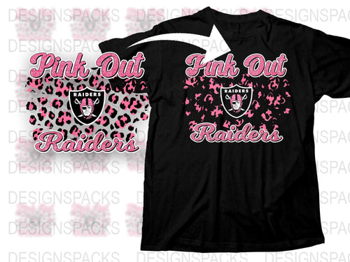 Pink Out Raiders Graphic T-Shirt, Breast Cancer Awareness, Sports Team Support Tee, Black and Pink Design