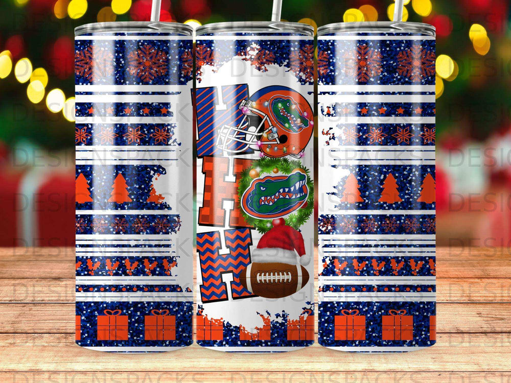 Florida Gators themed tumbler with "HO" and football imagery.