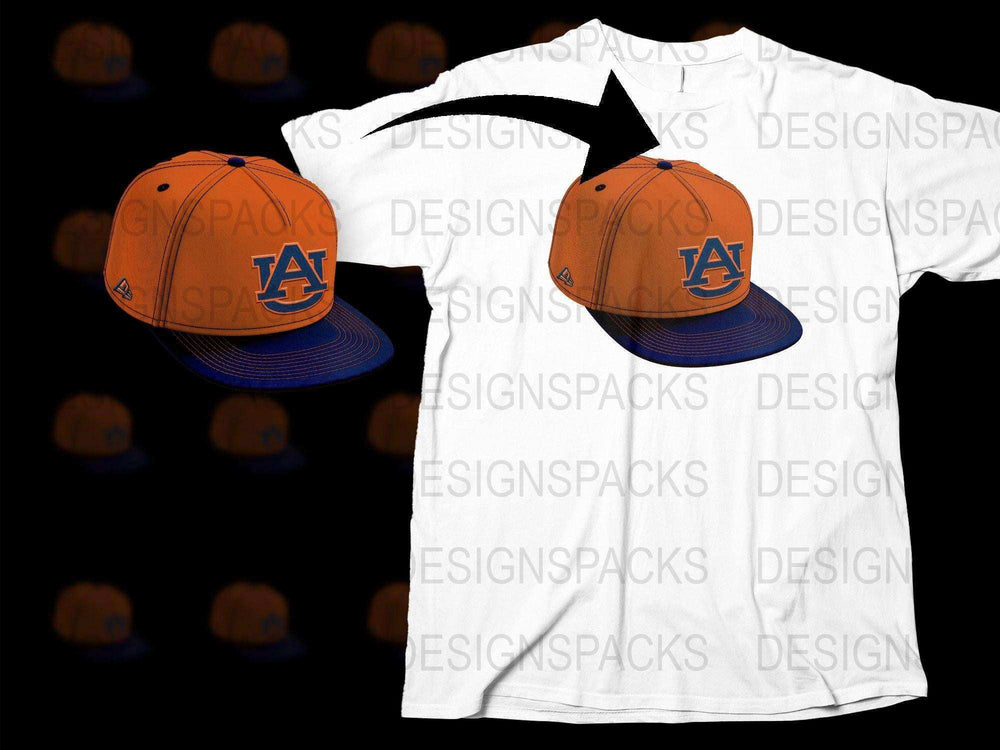 Auburn University Hat and T-Shirt Combo Pack, College Sports Apparel, Orange and White Cotton Tee, Adjustable Baseball Cap Set