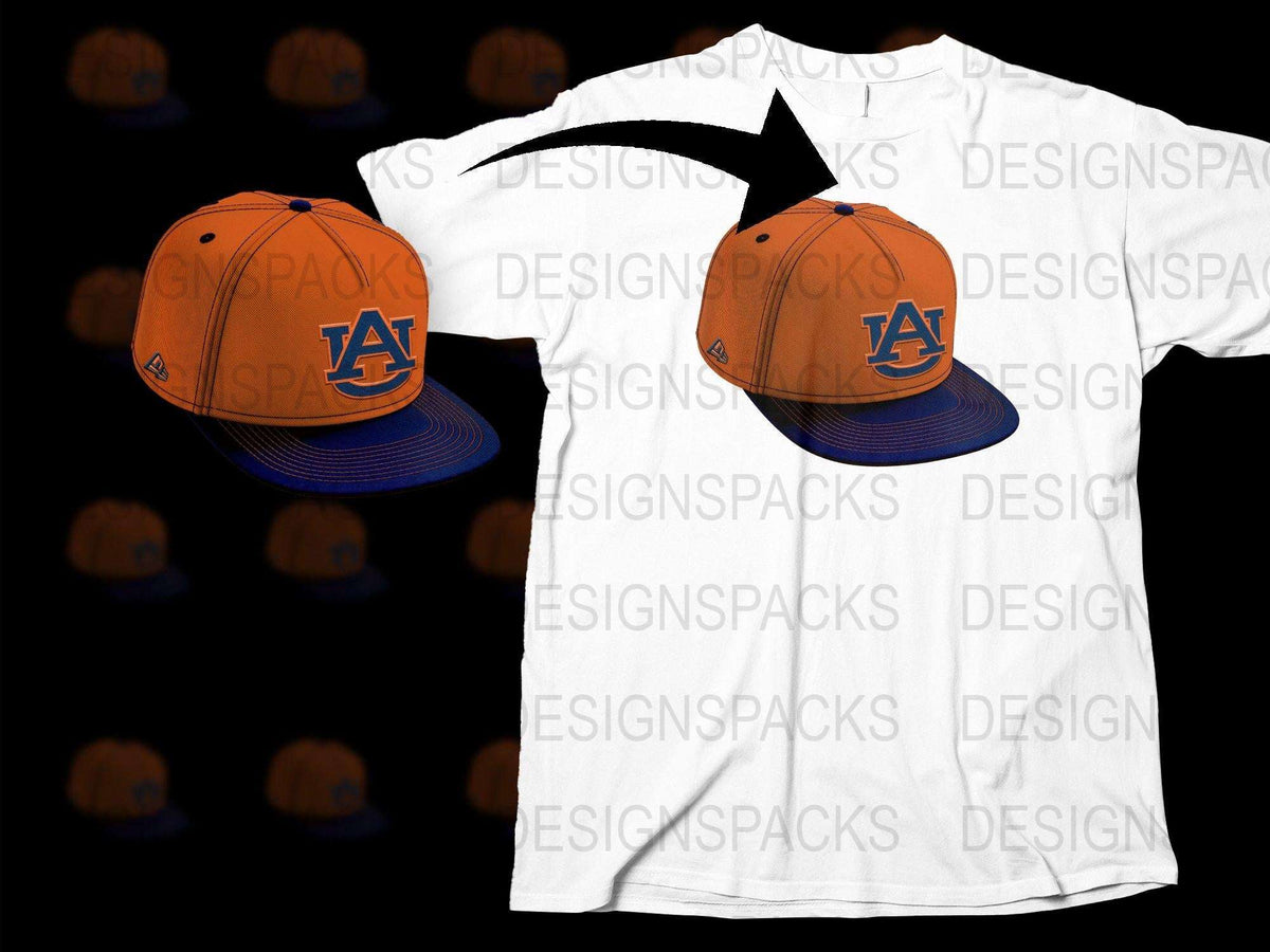 Auburn University Hat and T-Shirt Combo Pack, College Sports Apparel, Orange and White Cotton Tee, Adjustable Baseball Cap Set