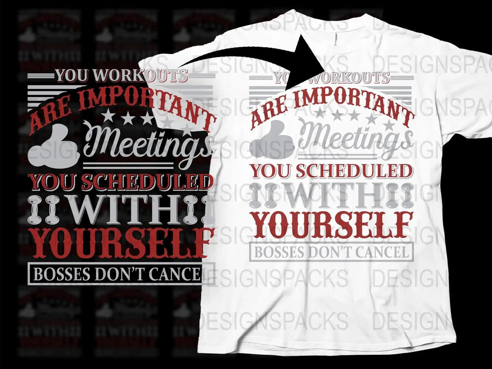 Motivational Workout T-Shirt, Inspirational Fitness Quote, Bosses Don't Cancel Tee, Gym Apparel