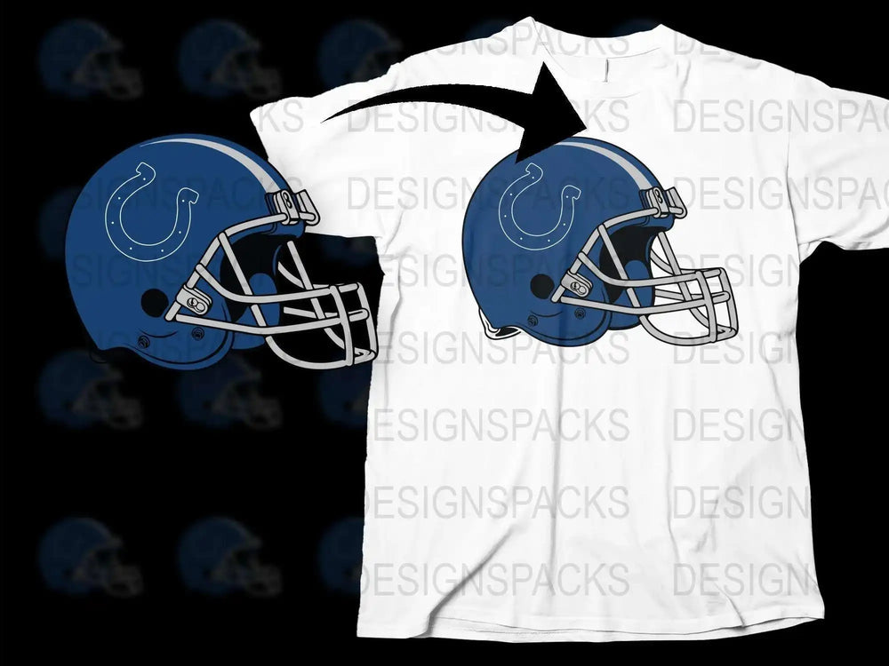 Indianapolis Football Helmet Graphic T-Shirt, Sports Fan Apparel, Blue and White Tee