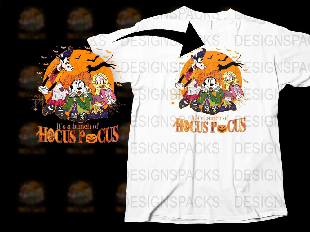 Hocus Pocus Halloween T-Shirt, Witch Cartoon Graphic Tee, Unisex Adult Kids Fall Apparel, Casual Costume Clothing, October Fashion