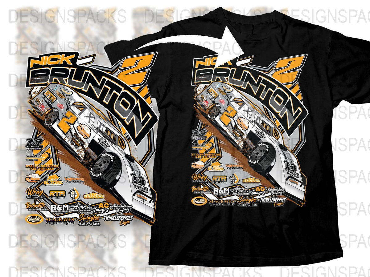 Custom Racing T-Shirt Nick Brunton Themed Design, Black Dirt Track Racing Tee, Motorsport Graphic Shirt, Car Enthusiast Gift