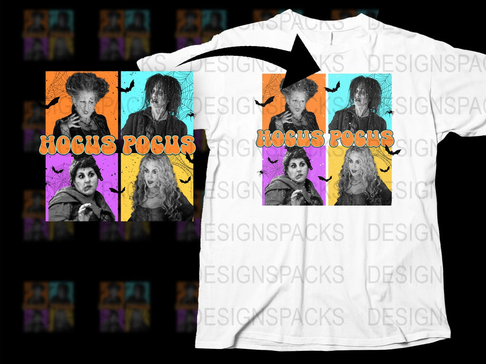 Hocus Pocus Inspired T-Shirt, Colorful Witch Trio Design, Halloween Movie Fan Apparel, Unisex Fit