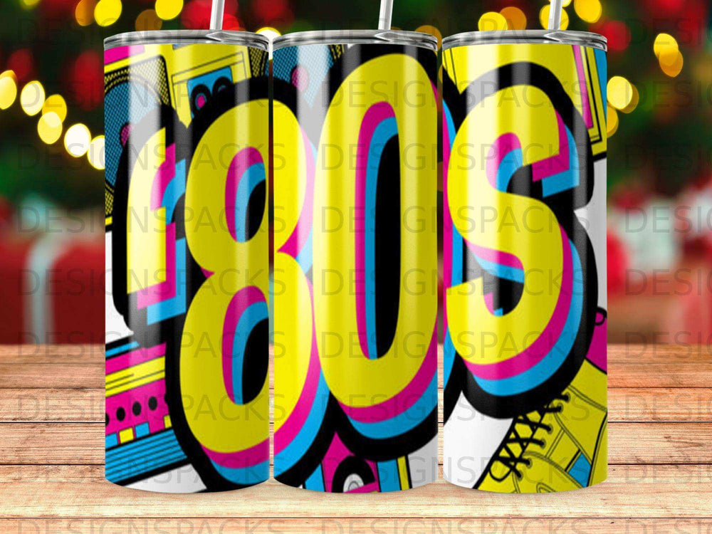Retro 80s graphic with bright colors and the number 805.