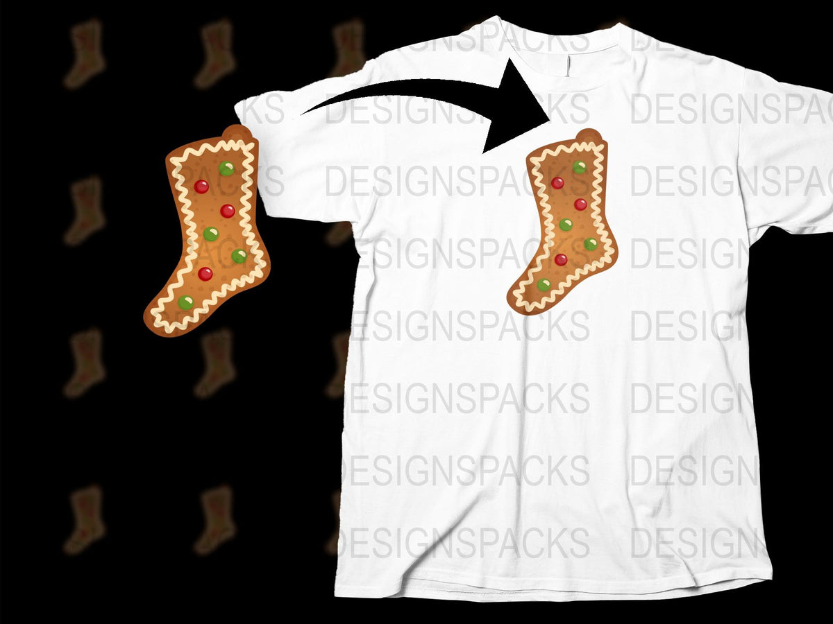 Festive Christmas Gingerbread Cookie Pattern T-Shirt, Holiday Apparel, Unisex Graphic Tee, Gift Idea