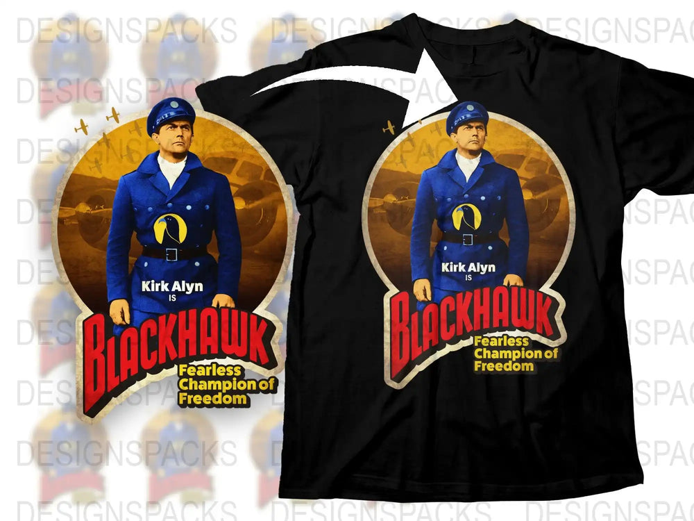 Vintage Blackhawk Comic T-Shirt, Kirk Alyn Fearless Champion, Retro Superhero Graphic Tee, Collectible Pop Culture Apparel