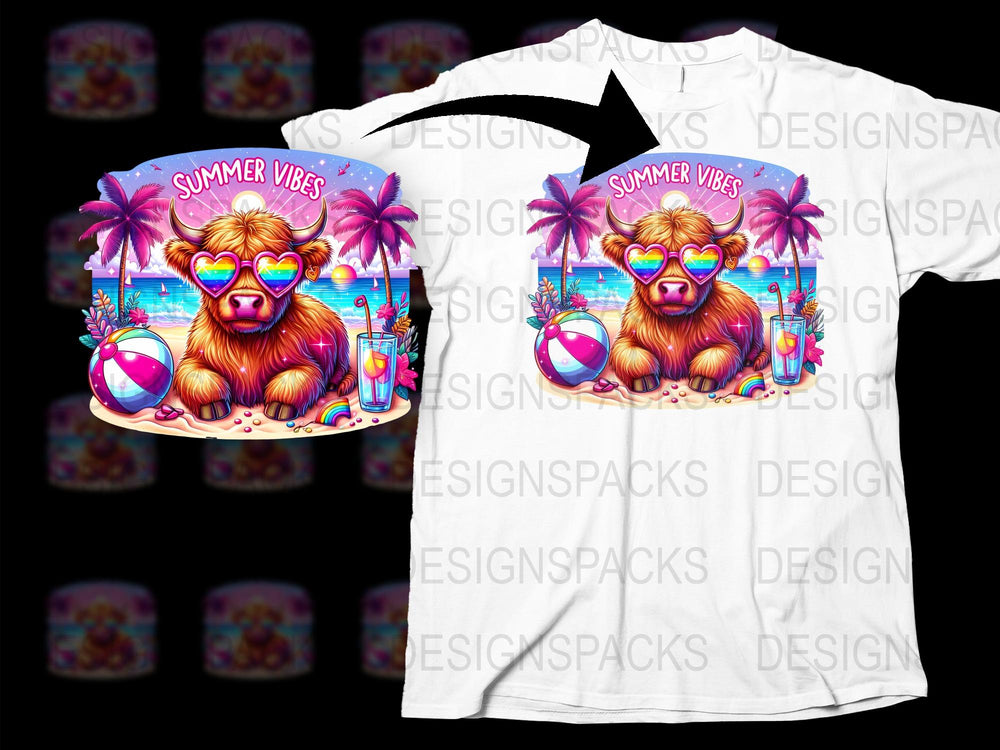 Colorful Summer Vibes T-Shirt, Tropical Lion Beach Design, Unisex Fashion Tee, Vibrant Party Wear