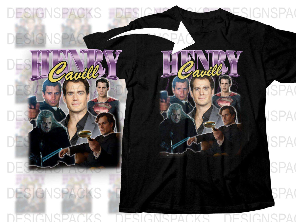Henry Cavill Graphic T-Shirt, Movie Star Collage Tee, Fan Art Top, Celebrity Printed Shirt, Unique Gift Idea for Fans