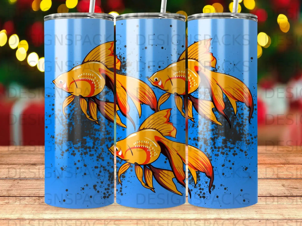 Envoltura Digital Vibrante Diseño Taza Goldfish Splash