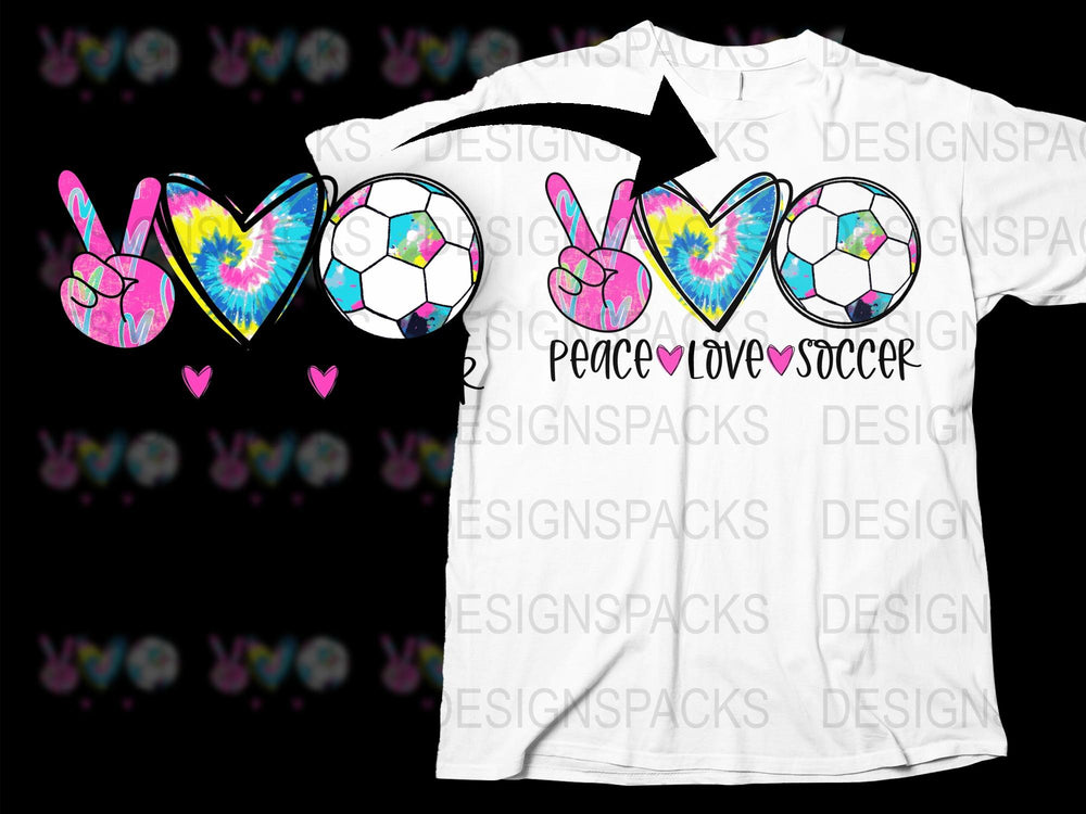 Colorful Peace Love Soccer T-Shirt, Graphic Tee for Sports Fans, Casual Summer Wear, Gift for Soccer Lovers
