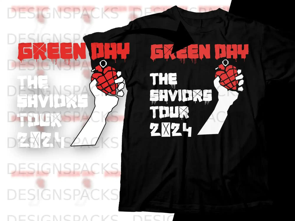 Green Day 2024 tour t-shirt with grenade graphic.