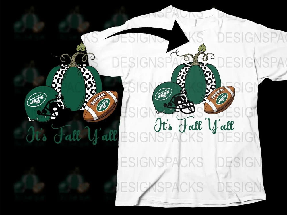 Fall Y'all Football T-Shirt, Green and White, Sports Fan Apparel, Autumn Casual Wear, Graphic Tee