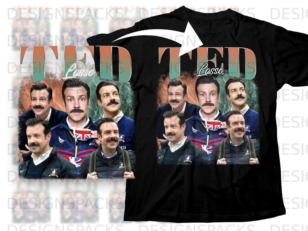 Ted Lasso cast montage with title on a black t-shirt.