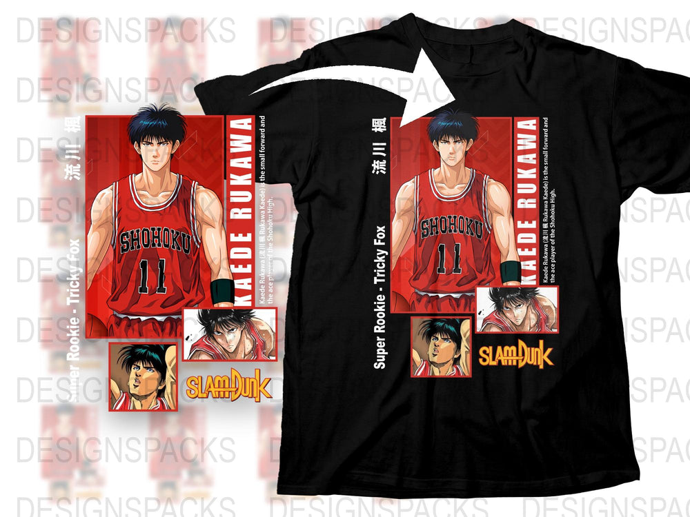 Slam Dunk Anime T-Shirt, Kaede Rukawa Graphic Tee, Shohoku Team Jersey Design, Fan Merchandise