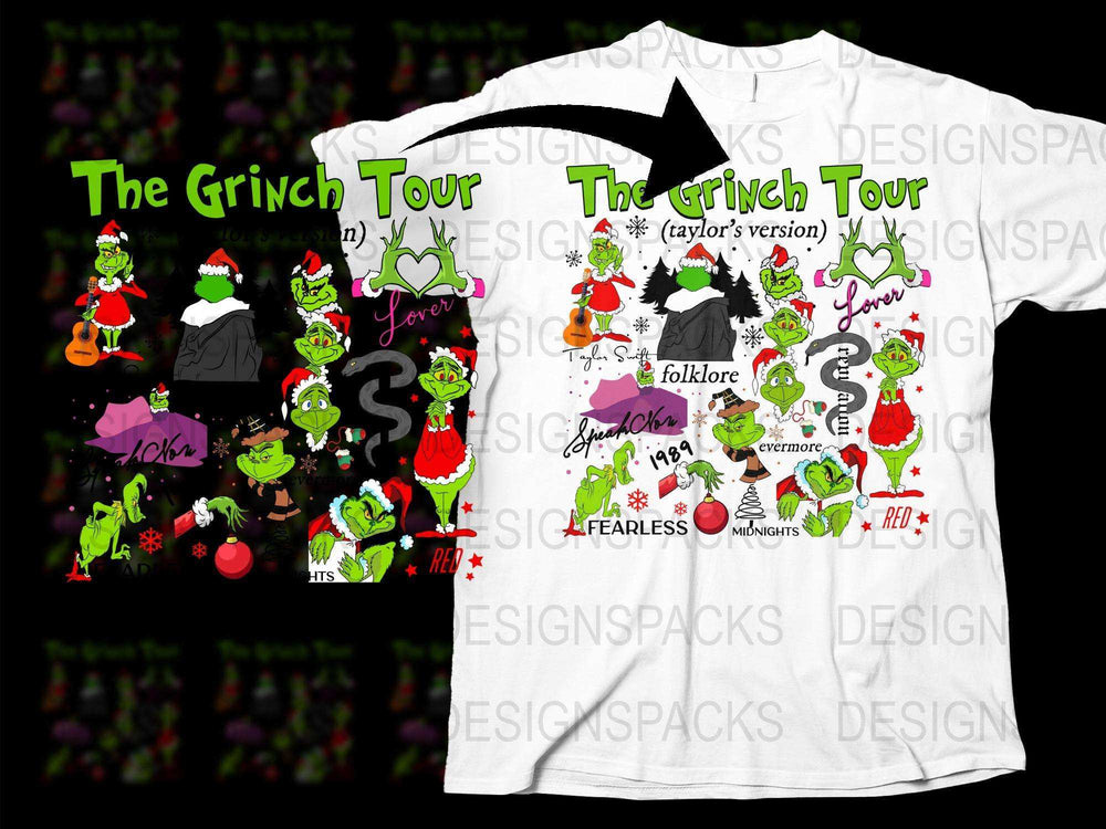 The Grinch Tour Taylor's Version Themed T-Shirt, Christmas Holiday Graphic Tee, Festive Unisex Apparel
