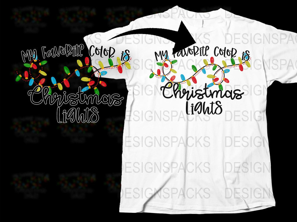 Unisex Favorite Color Is Christmas Lights T-Shirt, Holiday Graphic Tee, Festive Light Bulb Design Shirt