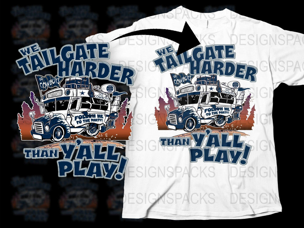 Vintage Tailgate Harder Graphic T-Shirt, Fun Sports Fan Tee, Cowboys Themed Casual Wear