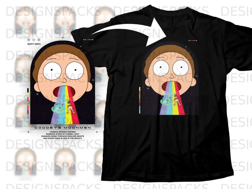 Goodbye Moonmen Morty Smith Rainbow Vomit Shirt