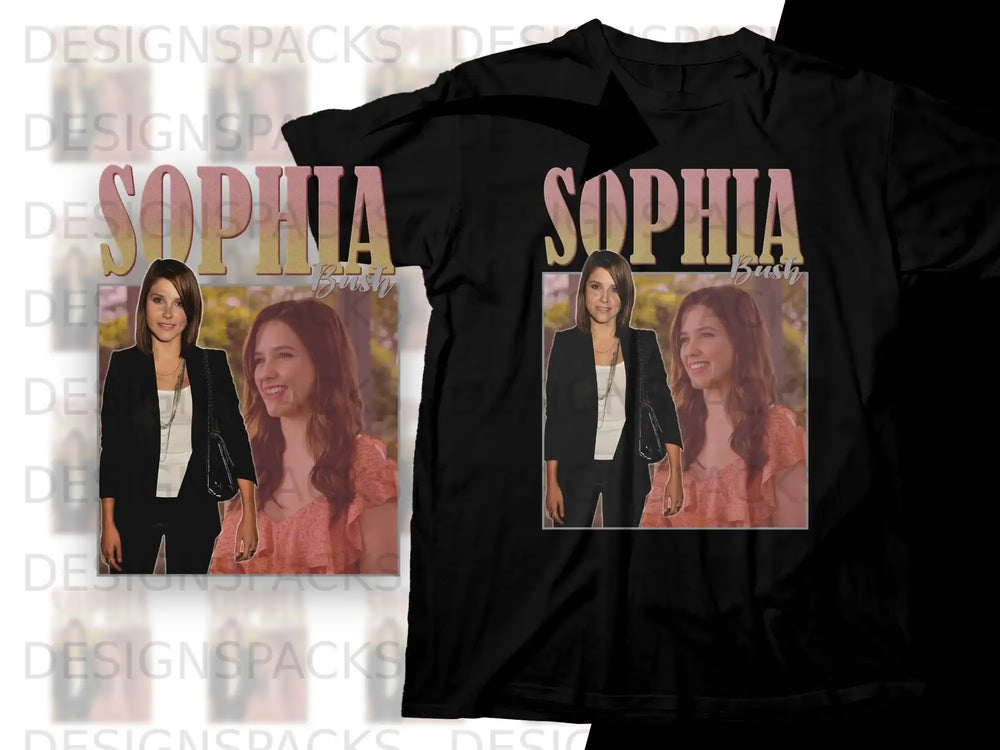 Sophia Bush t-shirt design with a portrait of the actress.
