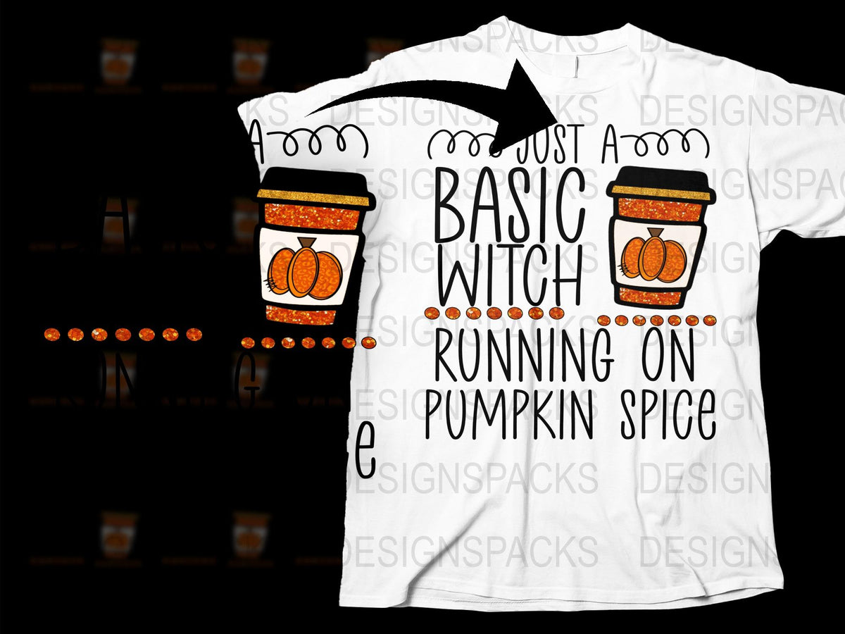 Basic Witch Pumpkin Spice Running T-Shirt, Halloween Graphic Tee, Fall Season Apparel, Casual Witchy Clothing