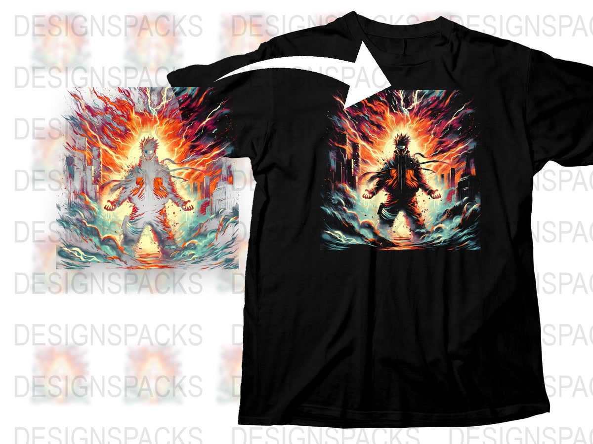 Graphic T-Shirt Fire and Ice Phoenix Design, Mythical Bird Tee, Vibrant Colorful Artwork, Unisex Fashion Top